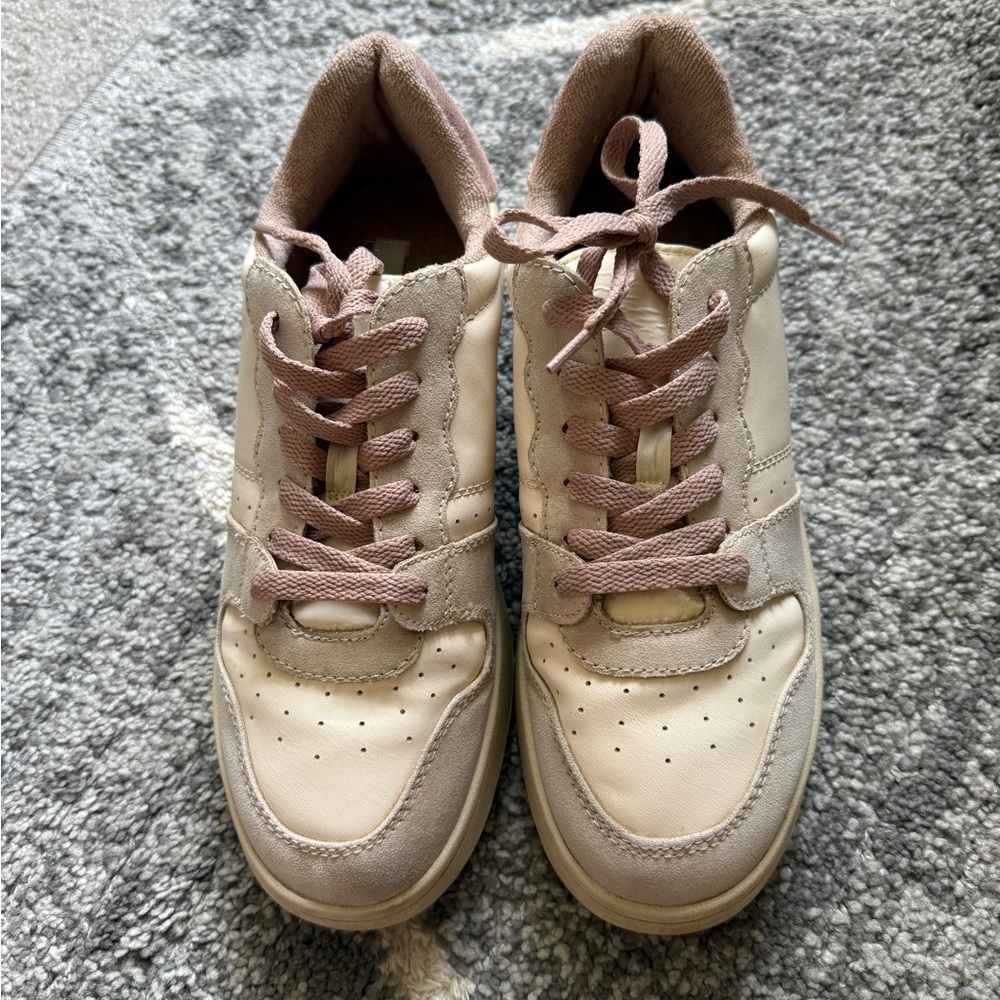 H&M Cream and Pink Lace-Up Sneakers